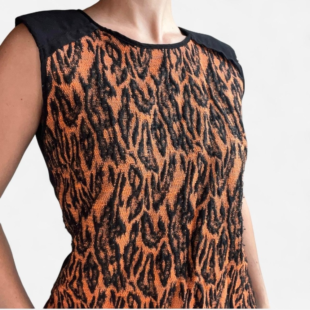 Anthropologie Under Skies Black and Orange Leopard Print Blouse